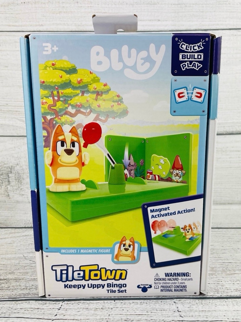 Tile Town Bluey Keepy Uppy Magnetic Tiles Construction Building Set Bingo Figure